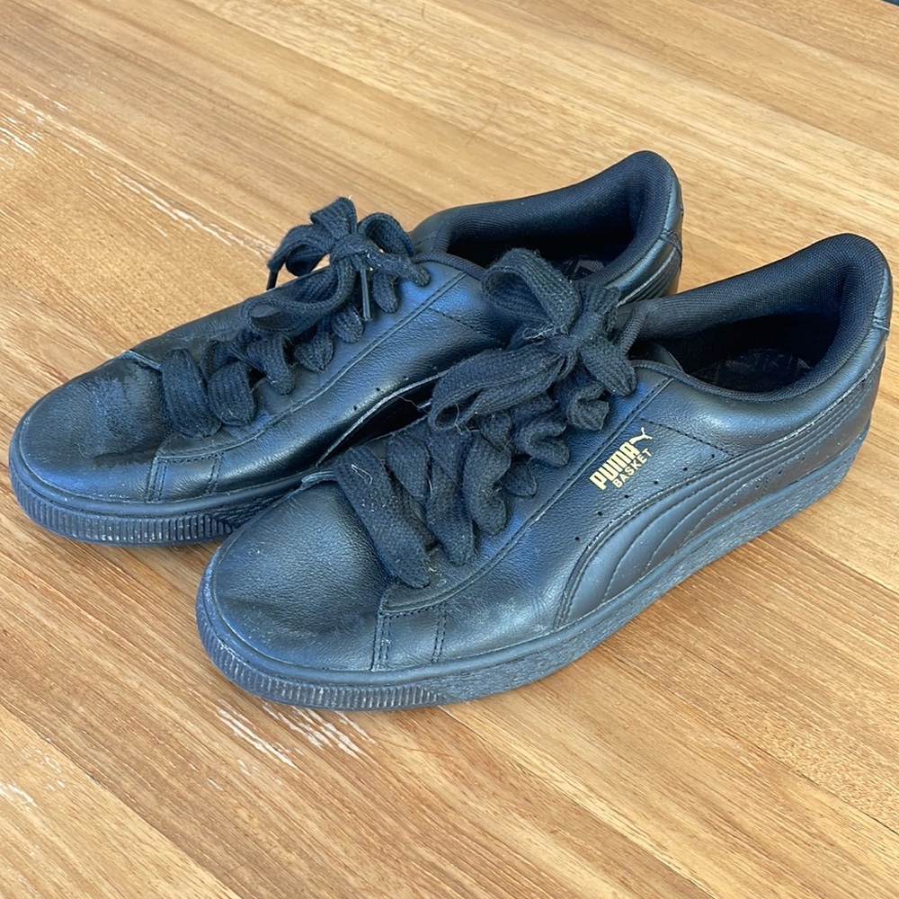 PUMA BASKET BLACK LEATHER WOMENS SNEAKER